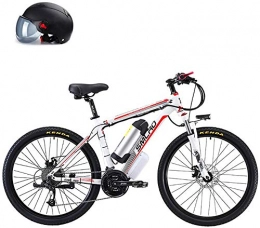 Erik Xian Bike Electric Bike Electric Mountain Bike 26'' Folding Electric Mountain Bike, Electric Bike with 48V Lithium-Ion Battery, Premium Full Suspension And 27 Speed Gears, 500W Motor, White, 10AH for the jungle t