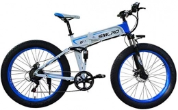 Erik Xian Bike Electric Bike Electric Mountain Bike Electric Bicycle Folding Mountain Power-Assisted Snowmobile Suitable for Outdoor Sports 48V350W Lithium Battery, Blue, 48V10AH for the jungle trails, the snow, the b