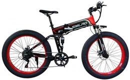 Erik Xian Bike Electric Bike Electric Mountain Bike Electric Bicycle Folding Mountain Power-Assisted Snowmobile Suitable for Outdoor Sports 48V350W Lithium Battery, Red, 48V10AH for the jungle trails, the snow, the be