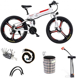 Erik Xian Bike Electric Bike Electric Mountain Bike Electric Bike Electric Mountain Bike 350W Ebike 26'' Electric Bicycle, 20KM / H Adults Ebike with Removable 48V / 12Ah Battery, Professional 21 Speed Gears, White for t