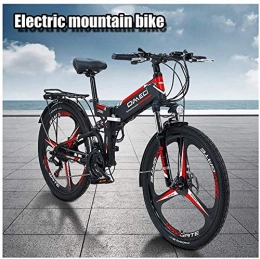 HCMNME Electric Bike Electric Bike Electric Mountain Bike Electric Snow Bike, 300W Electric Bike Adult Electric Mountain Bike 48V 10AH Electric Bicycle With Removable Lithium-Ion Battery 21 Speed Gears Beach Snow Bicycle