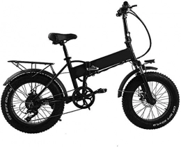 HCMNME Electric Bike Electric Bike Electric Mountain Bike Electric Snow Bike, 48v 500w 20inch Folding Electric Fat Tire Bike 12ah Removable Lithium Battery Electric Beach Bike Professional 8 Speed Adult Electric Full Susp