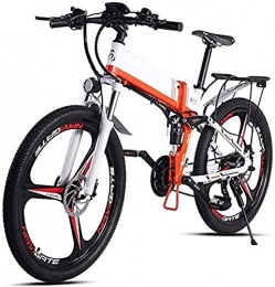HCMNME Bike Electric Bike Electric Mountain Bike Electric Snow Bike, Adult Folding Electric Bicycle, 350W Portable Aluminum Alloy Mountain Electric Bicycle, with 48V10ah Lithium Battery and GPS, Dual Disc Brake 2