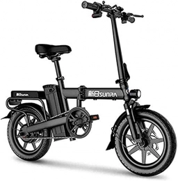 HCMNME Electric Bike Electric Bike Electric Mountain Bike Electric Snow Bike, Fast Electric Bikes for Adults 14 inch Foldable Electric Bike with Front Led Light Removable 48V Lithium-Ion Battery 350W Brushless Motor Load