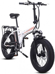 HCMNME Electric Bike Electric Bike Electric Mountain Bike Electric Snow Bike, Fast Electric Bikes for Adults 20 Inch Electric Bicycle, Aluminum Alloy Folding Electric Mountain Bike with Rear Seat, Motor 500W, 48V 15AH Lit