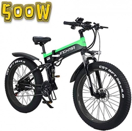 HCMNME Electric Bike Electric Bike Electric Mountain Bike Folding Electric Bicycle, 26-Inch 4.0 Fat Tire Snowmobile, 48V500W Soft Tail Bicycle, 13AH Lithium Battery for Long Life of 100Km, LCD Display / LED Headlights Lithi