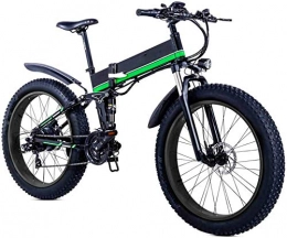 Erik Xian Electric Bike Electric Bike Electric Mountain Bike Folding Mountain Electric Bicycle, 26 inch Adults Travel Electric Bicycle 4.0 Fat Tire 21 Speed Removable Lithium Battery with Rear Seat 1000W Brushless Motor for