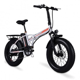 bzguld Electric Bike Electric bike Fold Electric Bikes for Adults Men 500W 20 Inch 4.0 Fat Tire Electric Beach Bicycle 48V Lithium Battery Folding Electric Bike (Color : White)