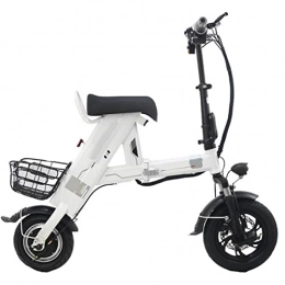 WMLD Bike Electric Bike Foldable 2 Seat 500W Electric Bicycles 12 Inch 48V Lightweight Folding Electric Bicycle for Adults Lightweight with Seat (Color : White one seat 10ah)