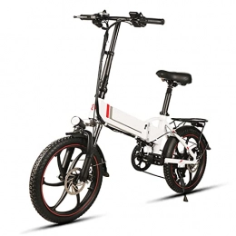 WMLD Electric Bike Electric Bike Foldable 350W Motor 48V 10.4Ah 20 Inch Folding Electric Bike Power Assist Mountain Road Electric Bicycle (Color : White)