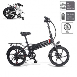 Braveking Bike Electric Bike, Foldable Electric Bicycle with Vehicle Burglar Alarm Front LED Light Large Capacity Lithium-Ion Battery (48V 350W 10.4AH) Brushless Motor, for Adult, Black