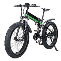 Electric oven Bike Electric Bike Foldable for Adults 1000w Electric Mountain Bicycle 26 Inch Fat Tire Folding Electric Bike with Lcd Display 48v Removable Lithium Battery Ebike (Color : Green)