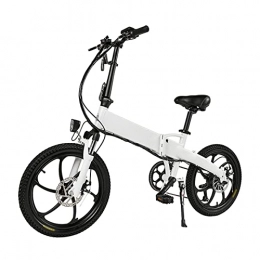 LIU Electric Bike Electric Bike Foldable for Adults Aluminum Alloy 20 Inch 48V 10Ah Folding Electric Bicycle With Lithium Hidden Battery for Travel E Bike (Color : White)