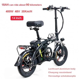 EggshellHome Electric Bike Electric Bike Foldable, Max Speed 35Km / H, 14" Super Lightweight, 400W / 48V Removable Charging Lithium Battery, 18Ah / 22Ah / 25Ah Optional, for Outdoor Cycling Travel Work Out And Commuting, 18Ah