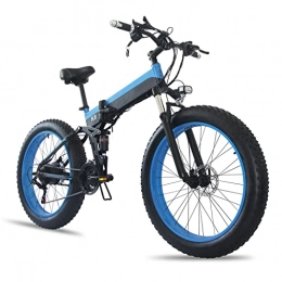 Electric oven Electric Bike Electric Bike Folding 1000W 48V for Adults E Bike 26 Inch 4.0 Fat Tires Snow Electric Bicycle Folded Mountain Electric Bike (Color : Blue, Size : Disc Brake)