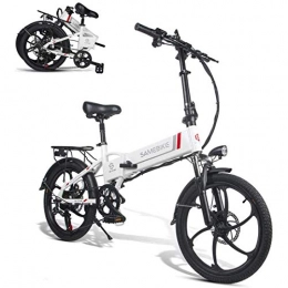 WRJY Electric Bike Electric Bike Folding E-Bike - Electric Moped Bicycle with 48V 350W Motor Remote Control White