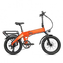 Electric bike Folding Electric Bicycles for Adults 500W Electric Bike with 48V 11.6AH Lithium Battery 20 * 3.0 Fat Tire 8 Speed electric bicycles for Men 2 Seat (Color : Orange)