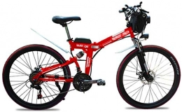RDJM Electric Bike Electric Bike Folding Electric Bikes for Adults, 26" Mountain E-Bike 21 Speed Lightweight Bicycle, 500W Aluminum Electric Bicycle with Pedal for Unisex And Teens (Color : Red)