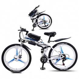 TANCEQI Bike Electric Bike Folding Electric Mountain 350W Foldaway Sport City Assisted Electric Bicycle with 26" Super Lightweight Magnesium Alloy Integrated Wheel, Full Suspension And 21 Speed Gears, White