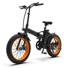 Electric oven Electric Bike Electric Bike Folding for Adults 500W Electric Bicycle 36V 13Ah Lithium Battery Ebike 20 Inch 4.0 Fat Tire City Beach 25 mph Electric Bicycle (Color : Orange wheel)