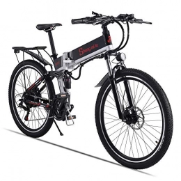 Shengmilo Electric Bike Electric Bike - Folding Portable eBike For Commuting & Leisure Front Rear Suspension, Pedal Assist Unisex Bicycle, 350W / 48V (Black500w)