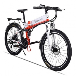 Shengmilo Electric Bike Electric Bike - Folding Portable eBike For Commuting & Leisure Front Rear Suspension, Pedal Assist Unisex Bicycle, 350W / 48V (Orange (500w))