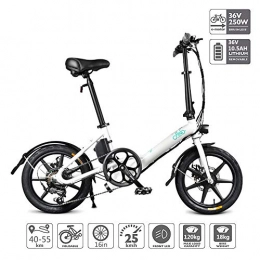 Braveking Bike Electric Bike, Folding Variable Speed Electric Bicycle with LEDDisplay Lithium-Ion Battery (36V 250W 10.5AH) Brushless Toothed Motor, Shimano 6 Speed, Electric Assist Mode 55-85Km, White