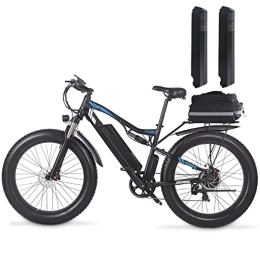 Vikzche Q Bike Electric Bike for adult, Mountain Bike, 48V*17Ah removable Lithium Battery, Full suspension Electric Bicycles, Dual hydraulic disc brakes 26 * 4.0 inch Fat Tire (add an extra battery)