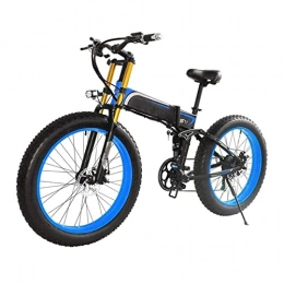 Electric oven Electric Bike Electric Bike for Adults 1000W Foldable Mountain Electric Bicycle 48V 26 Inch Fat Ebike Foldable 21 speed Motorcycle (Color : Blue)