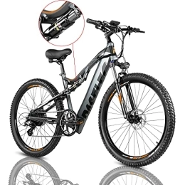 LEONX Bike Electric Bike for Adults 27.5'' Full Suspension Ebikes Powerful Motor 48v 13AH Removable Panasonic Cells Battery E Bicycle Aluminum Frame Mountain E-MTB 9 Speed Gears & Power Regenerative
