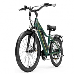 LIU Bike Electric Bike for Adults 48V 500W Power-Assisted Classic Retro Electric Bicycle 26 Inch Tire Fashioned Lady Bicycle City Travel Ebike (Color : Green 15AH)