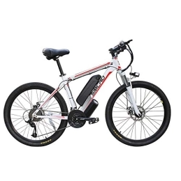 AKEZ Bike Electric Bike for Adults, Electric Mountain Bike, 26 Inch 240W Removable Aluminum Alloy Ebike Bicycle, 48V / 10Ah Rechargeable Battery for Outdoor Cycling Travel Work Out, White Red, 26 In