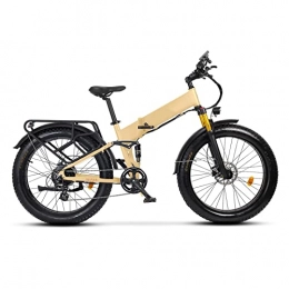 LIU Electric Bike Electric Bike for Adults Foldable 26 Inch Fat Tire 750W 48W 14Ah Lithium Battery Ebike Full Suspension Electric Bicycle (Color : Desert Tan)