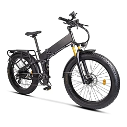 Electric oven Electric Bike Electric Bike for Adults Foldable 26 Inch Fat Tire 750W 48W 14Ah Lithium Battery Ebike Full Suspension Electric Bicycle (Color : Matte Black)