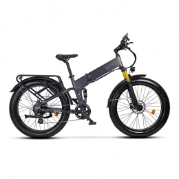 Electric oven Bike Electric Bike for Adults Foldable 26 Inch Fat Tire 750W 48W 14Ah Lithium Battery Ebike Full Suspension Electric Bicycle (Color : Matte Grey)