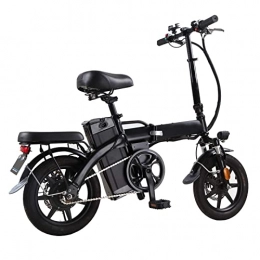 LIU Bike Electric Bike for Adults Foldable Small Wheels 14" Fat Tire Electric Bicycle 350W Brushless Motor with 48V 14.4ah Lithium Ion Battery Ebike (Color : Black)