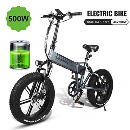 Ti-Fa Bike Electric Bike for Adults Folding Ebike 48V 500W 10AH 20 x 4.0 Inch Fat Tire 7 speed Disc Brake with LCD Screen for Sports Outdoor Cycling Travel Commuting, Silver