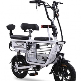 FJW Electric Bike Electric Bike Unisex Hybrid Bicycle 12" Wheels Pedal Assisted Bike 48V Li-ion Battery with Disc Brakes and Suspension Fork (Removable Lithium Battery), White, 20A
