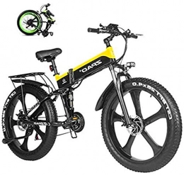Fangfang Bike Electric Bikes, 1000W Fat Electric Bike 48V Lithium Battery Mens Mountain E Bike 21 Speeds 26 Inch Fat Tire Road Bicycle Snow Bike Pedals With Beach Cruiser Mens Sports , E-Bike ( Color : Yellow )