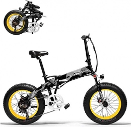 Fangfang Electric Bike Electric Bikes, 20in Electric Moped Bikes Bicycle- 48V 1000W Electric Foldable Bike with 35km / h Aluminum Mountain / City / Road Bicycle with 20 x 4 Inch Fat Tires, 7 Speeds, E-Bike (Color : Black Yellow)