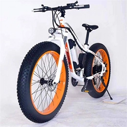 Fangfang Electric Bike Electric Bikes, 26" Electric Mountain Bike 36V 350W 10.4Ah Removable Lithium-Ion Battery Fat Tire Snow Bike for Sports Cycling Travel Commuting, E-Bike (Color : White Orange)