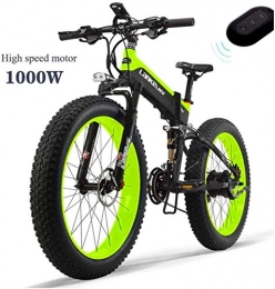 Fangfang Electric Bike Electric Bikes, All-round Electric Bike 48V 14.5AH 1000W Engine 26 '' 4.0 Wholesale Tire Bicycle 27-speed Snow Mountain E-bike Adult Female / male With Anti-theft Device, E-Bike (Color : Green)