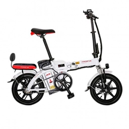 Electric Bikes Bike Electric Bikes Electric Bicycle 14 Inch Folding Electric Bicycle 48V Lithium Battery Adult Bicycle Battery Bicycle, Power Life 45-50km (Color : White, Size : 123 * 30 * 93cm)
