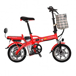 Electric Bikes Electric Bike Electric Bikes Electric Bicycle 14 Inch Folding Electric Bicycle 48V Lithium Battery For Men And Women Adult Electric Bicycle, Power Life 45-50km (Color : Red, Size : 123 * 30 * 93cm)