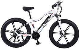 Fangfang Bike Electric Bikes, Electric Bike 26 Inches Folding Fat Tire Snow Mountain Bicycle with Super Magnesium Alloy Integrated Wheel, Premium Full Suspension And 27 Speed Gear, E-Bike (Color : White)