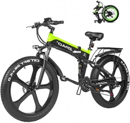 Fangfang Bike Electric Bikes, Electric Mountain Bike 26 Inches 1000W 48V 12.8ah Folding Fat Tire Snow Bike E-bike Pedal Assist Lithium Battery Hydraulic Disc Brakes For Adult, E-Bike (Color : Green)
