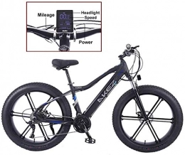 Fangfang Bike Electric Bikes, Electric Mountain Bike 26 Inches 350W 36V 10Ah Folding Fat Tire Snow Bike 27 Speed E-Bike Pedal Assist Disc Brakes and Three Working Modes for Adult, E-Bike (Color : Black)