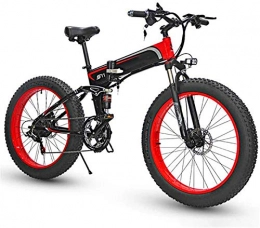 Fangfang Bike Electric Bikes, Folding Electric Bikes for Adults, Mountain Bike 7 Speed Steel Frame 26 Inches Wheels Dual Suspension Folding Bike E-Bike Lightweight Bicycle for Unisex, E-Bike (Color : Red)