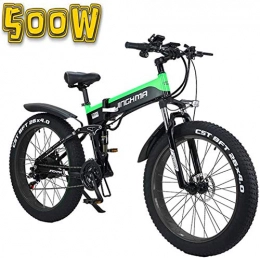 HCMNME Electric Bike Electric Bikes for Adult Folding Electric Bicycle, 26-Inch 4.0 Fat Tire Snowmobile, 48V500W Soft Tail Bicycle, 13AH Lithium Battery for Long Life of 100Km, LCD Display / LED Headlights Ebike for Mens