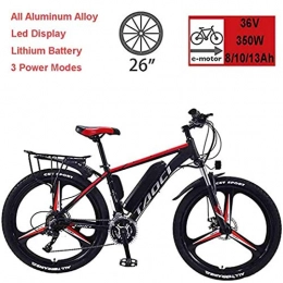 GJNWRQCY Bike Electric Bikes for Adult, Magnesium Alloy Ebikes Bicycles All Terrain, 26" 36V 350W Removable Lithium-Ion Battery Mountain Ebike, for Mens Outdoor Cycling Travel Work Out And Commuting, Black, 10AH